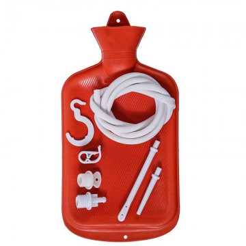 Enema Bag Kit 2 Quart Red Hot Water Bottle Colon Cleansing Kit